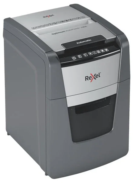 Rexel Optimum AutoFeed 100X Destructora Automática de Corte en Partículas P-4, Negro y Gris Rexel Optimum AutoFeed 100X Destructora Automática de Corte en Partículas P-4, Negro y Gris