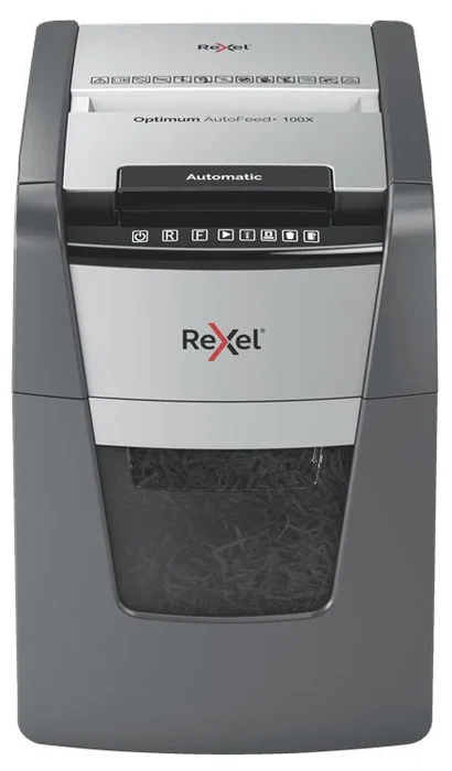 Rexel Optimum AutoFeed 100X Destructora Automática de Corte en Partículas P-4, Negro y Gris Rexel Optimum AutoFeed 100X Destructora Automática de Corte en Partículas P-4, Negro y Gris