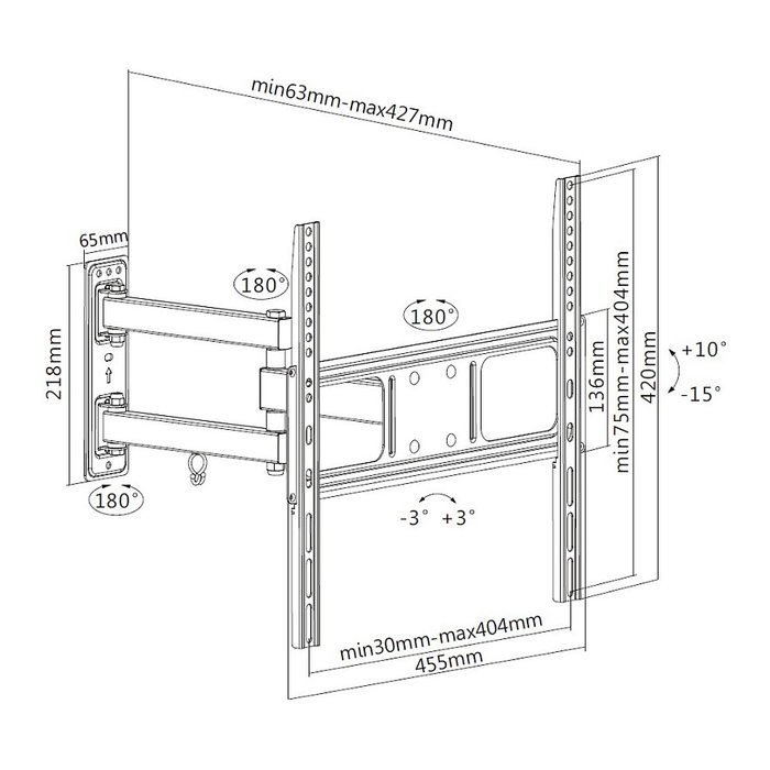EQUIP Soporte de pared articulado para TV 32-55 pulgadas Negro EQ650341 EQUIP Soporte de pared articulado para TV 32-55 pulgadas Negro EQ650341