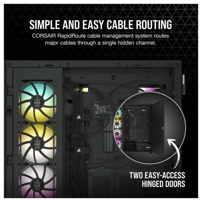 Corsair 7000D Airflow Caja PC Gaming Full-Tower Negro con Panel de Vidrio Templado, Soporta ATX/EATX, 11 Ranuras, Ventiladores 140mm, Gestión de Cables