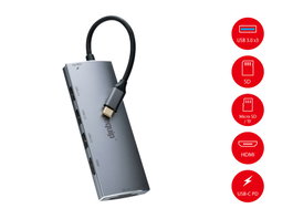 EQUIP ADAPTADOR USB-C 7IN1 HDMI 4K HUB USB-C CARGA 100W USB 3.0 LECTOR TARJETAS SD SDMICRO