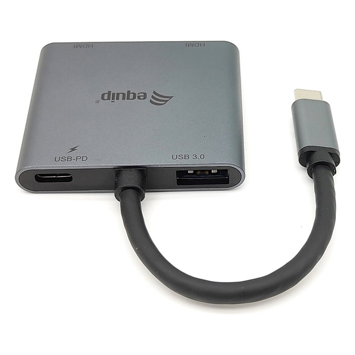 Equip Adaptador USB-C a 2x HDMI, USB-A 3.0, PD para 4K 30Hz - 0.15 metros