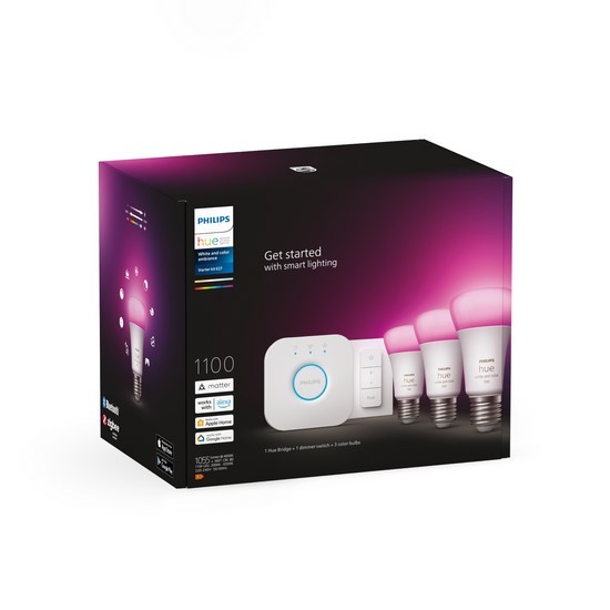 Philips Hue White & Color Ambiance Kit de inicio 3 bombillas E27 + Regulador