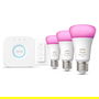 Philips Hue E27 3er Starter Set White & Color Ambiance Bombillas Inteligentes con Regulador de Intensidad, Bluetooth, 3uds