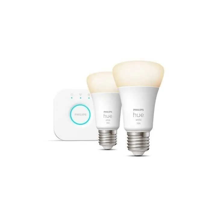 Philips Hue White Kit de inicio bombilla LED inteligente 9.5W E27 Paquete de 2 Philips Hue White Kit de inicio bombilla LED inteligente 9.5W E27 Paquete de 2