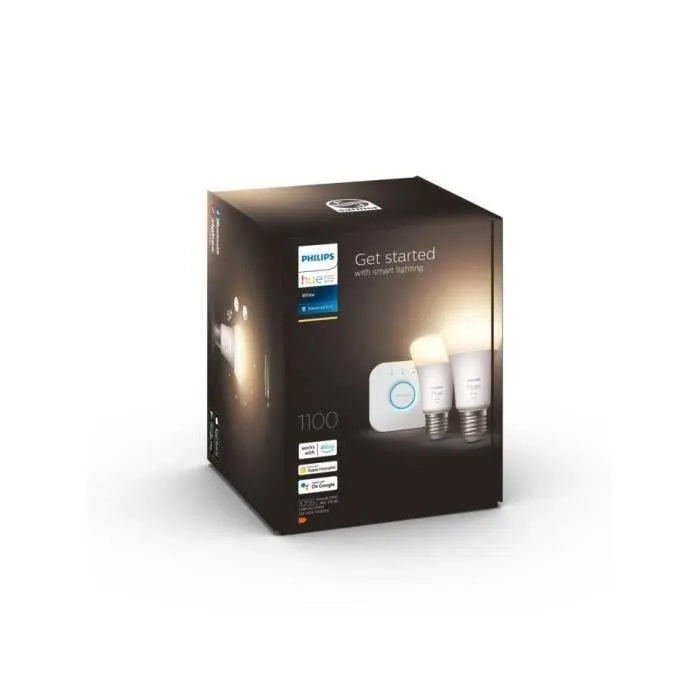 Philips Hue White Kit de inicio bombilla LED inteligente 9.5W E27 Paquete de 2 Philips Hue White Kit de inicio bombilla LED inteligente 9.5W E27 Paquete de 2