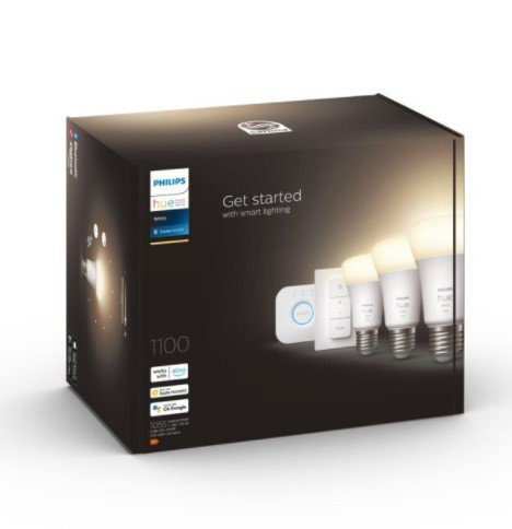 Philips Hue White Kit de inicio con 3 bombillas inteligentes E27 y regulador de intensidad