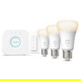 Philips Hue White Kit de Inicio - 3 Bombillas LED Inteligentes E27 A60, 1100lm, Blanco Cálido, Regulable por Bluetooth y App, Compatible con Alexa y Apple HomeKit