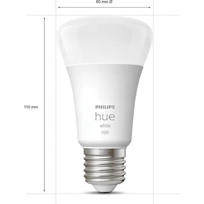 Philips Hue Bombilla LED Conectada E27 Blanco, Equivalente 75W, 1100 Lumen, Bluetooth, 2 Paquetes, PHI8719514289192