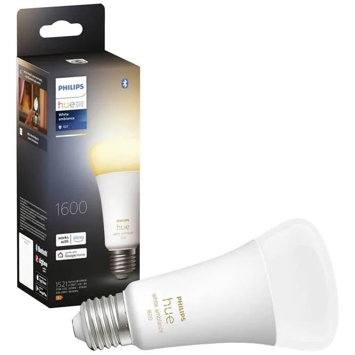 Philips Hue PHI8719514288195 Bombilla LED Conectada E27 White Ambiance, Equivalente 100W, 1600 Lumen, Compatible Bluetooth Philips Hue PHI8719514288195 Bombilla LED Conectada E27 White Ambiance, Equivalente 100W, 1600 Lumen, Compatible Bluetooth