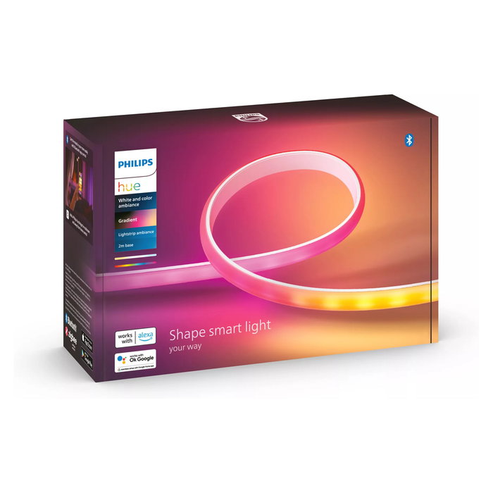 Philips Hue Gradient Ambiance Lightstrip 2m - Tira de Luz LED Inteligente, Bluetooth, Cambia de Color, Funciona con Alexa, Google Assistant y Apple HomeKit
