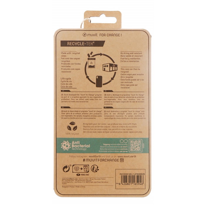 Muvit Funda Recycletek para Apple iPhone 13, Antibacteriana, Material Reciclado, Protección Flexible