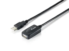 Equip 133336 Cable USB 2.0 Activo de Extensión 5m, USB A Macho a USB A Hembra, Negro