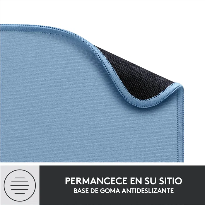 Logitech 956-000051 Alfombrilla de Ratón Studio, Azul Gris, 23x20 cm, Tela, Poliéster Reciclado, Base Antideslizante, Resistente a Derrames