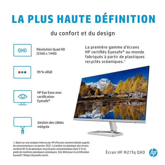 HP M27fq Monitor QHD de 27 pulgadas IPS Plata