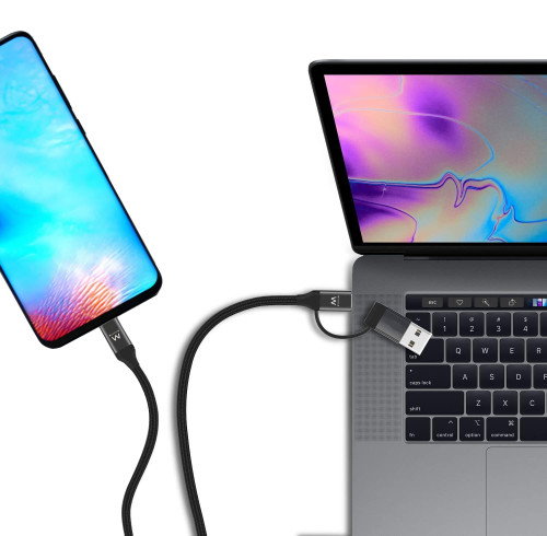 Ewent Cable USB EW9918 2 en 1 USB-C Negro 1 m
