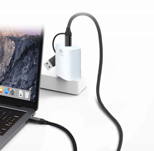 Ewent Cable USB EW9918 2 en 1 USB-C Negro 1 m