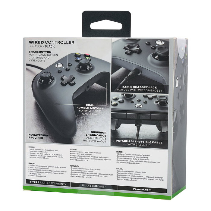 PowerA Mando con Cable para Xbox Series X/S y Xbox One Negro