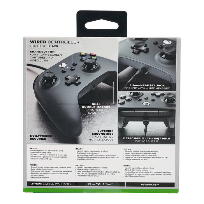 PowerA Mando con Cable para Xbox Series X/S y Xbox One Negro