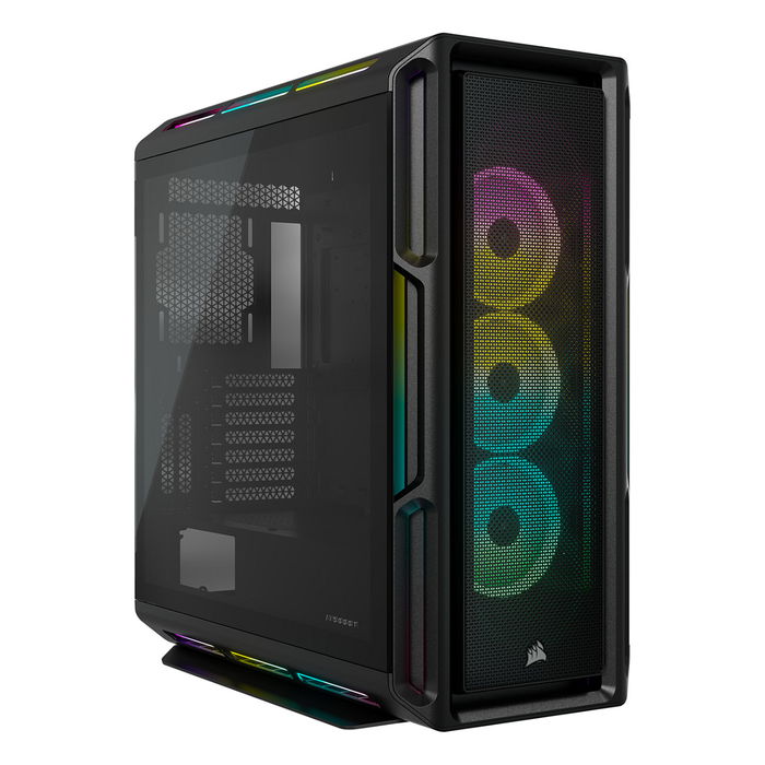 Corsair iCUE 5000T RGB - Torre Media ATX, Color Negro, Ventiladores ARGB Incluidos (3x 120 mm), 4 Bahías 2.5", Soporte para Tarjetas Gráficas de 40 cm, Panel de Vidrio Templado