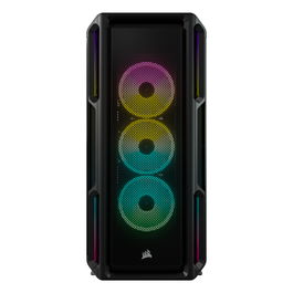 Corsair iCUE 5000T RGB - Torre Media ATX, Color Negro, Ventiladores ARGB Incluidos (3x 120 mm), 4 Bahías 2.5", Soporte para Tarjetas Gráficas de 40 cm, Panel de Vidrio Templado