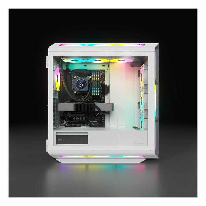 Corsair iCUE 5000T RGB Midi Tower Blanco PC Gaming con Panel de Vidrio Templado y Iluminación RGB