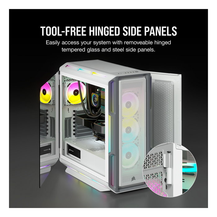Corsair iCUE 5000T RGB Midi Tower Blanco PC Gaming con Panel de Vidrio Templado y Iluminación RGB
