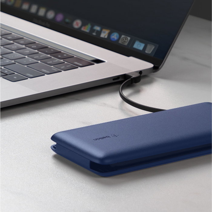 Belkin Power Bank 10.000mAh con cables Lightning y USB-C integrados - Azul