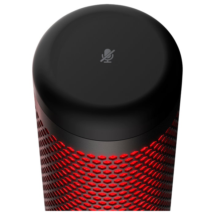 Kingston HyperX QuadCast Micrófono USB para Gaming PC, PS5, PS4, Mac, Negro-Rojo con Iluminación LED Roja, Cable de 3 m, Negro y Rojo