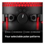 Kingston HyperX QuadCast Micrófono USB para Gaming PC, PS5, PS4, Mac, Negro-Rojo con Iluminación LED Roja, Cable de 3 m, Negro y Rojo