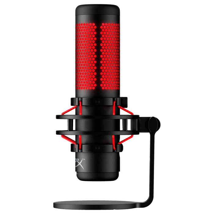 Kingston HyperX QuadCast Micrófono USB para Gaming PC, PS5, PS4, Mac, Negro-Rojo con Iluminación LED Roja, Cable de 3 m, Negro y Rojo