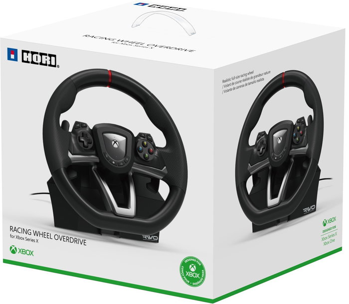 Hori Volante de carreras Overdrive con pedales, Negro
