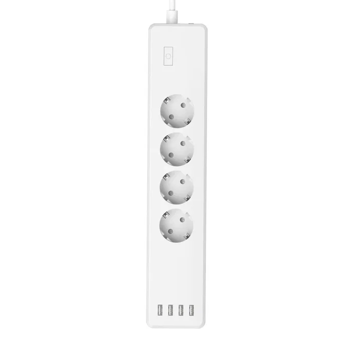 Hama Regleta Inteligente WiFi 4 Enchufes y 4 Puertos USB, Control por App y Voz con Alexa y Google, Sin Hub, Protección Sobrecarga, Blanco