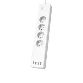 Hama Regleta Inteligente WiFi 4 Enchufes y 4 Puertos USB, Control por App y Voz con Alexa y Google, Sin Hub, Protección Sobrecarga, Blanco