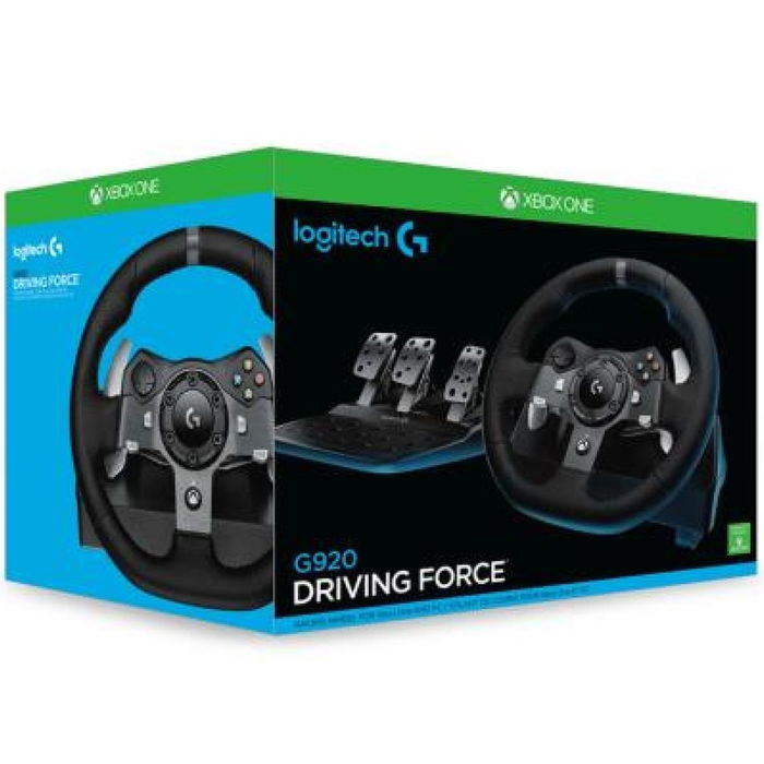 Logitech G920 Driving Force Volante Gaming con Force Feedback, 900° Rotación, Pedales (Acelerador, Freno, Embrague), Compatible con Xbox One y PC, Ref: 941-000123