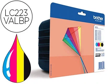 Brother LC223VALBP Pack de 4 Cartuchos de Tinta Original (Negro, Cian, Magenta, Amarillo)