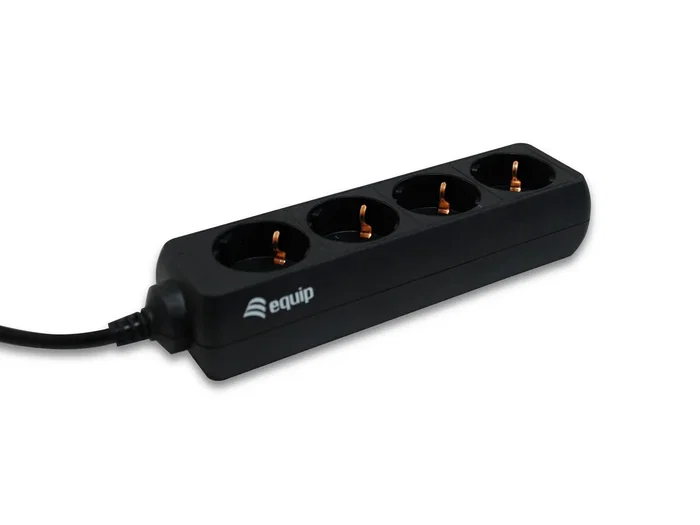 Equip 333281 Regleta/Adaptador de Cable 4 Tomas AC, 1.1 m, Tipo F (C14 IEC320 a Shuko), 2200 W, 100-240 V, Negro