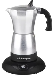 Orbegozo KFE 660 Cafetera Moka Eléctrica Semiautomática para Encimera - 3 Tazas, Negro y Acero Inoxidable, Utiliza Granos de Café