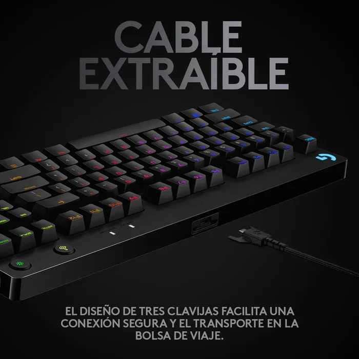Logitech G Pro 920-010593 Teclado Gaming Mecánico Tenkeyless (TKL) USB Negro con Retroiluminación RGB, Interruptores GX Blue Clicky y Diseño QWERTY Español