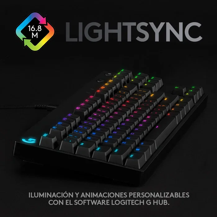 Logitech G Pro 920-010593 Teclado Gaming Mecánico Tenkeyless (TKL) USB Negro con Retroiluminación RGB, Interruptores GX Blue Clicky y Diseño QWERTY Español