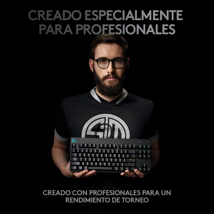 Logitech G Pro 920-010593 Teclado Gaming Mecánico Tenkeyless (TKL) USB Negro con Retroiluminación RGB, Interruptores GX Blue Clicky y Diseño QWERTY Español