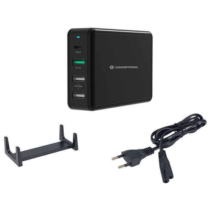 Conceptronic OZUL01B Cargador 4 Puertos 65W USB-PD