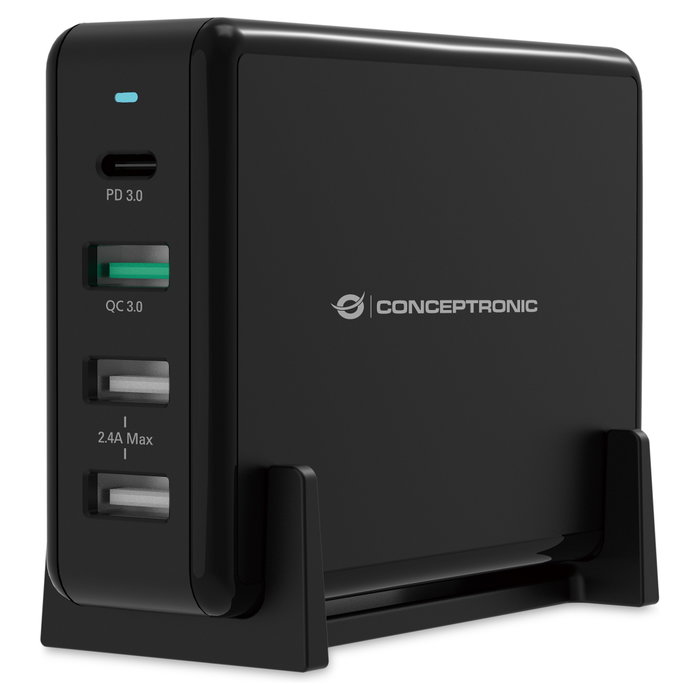 Conceptronic OZUL01B Cargador 4 Puertos 65W USB-PD