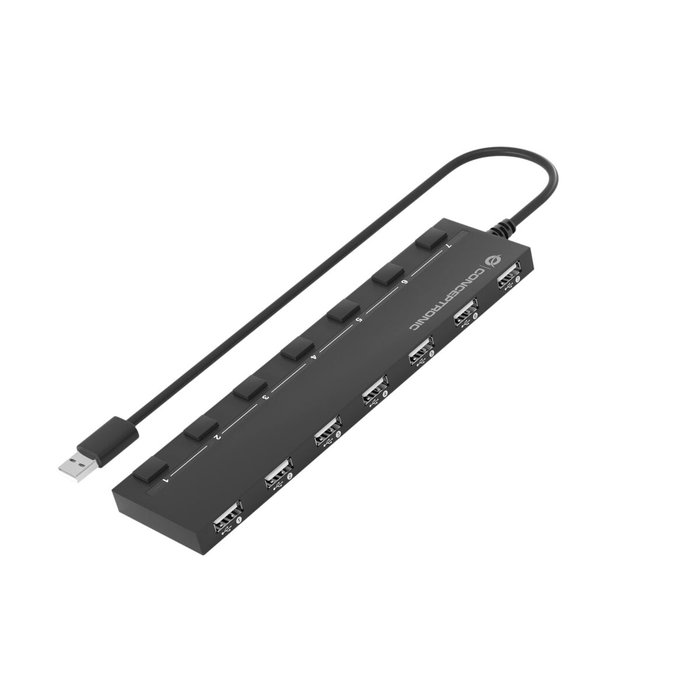 Conceptronic HUBBIES08B Hub USB 2.0 de 7 Puertos Negro