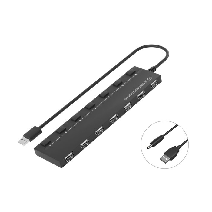 Conceptronic HUBBIES08B Hub USB 2.0 de 7 Puertos con Interruptores Individuales Conceptronic HUBBIES08B Hub USB 2.0 de 7 Puertos con Interruptores Individuales