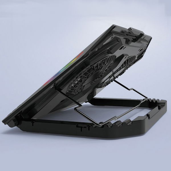 Conceptronic THYIA02B Soporte Refrigeración Portátil Gaming con Ventiladores RGB y LCD, Ajustable Ergonómico para Laptops hasta 17"