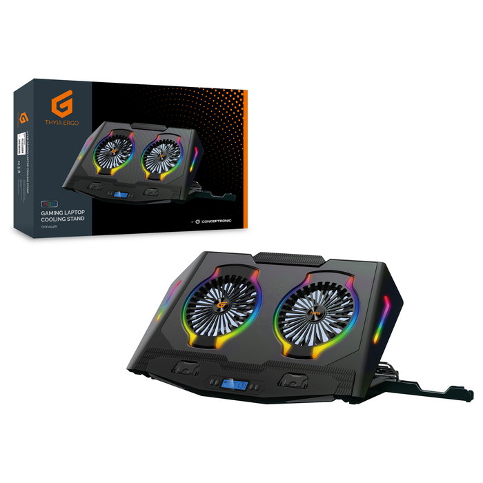 Conceptronic THYIA02B ERGO Cooling Pad con RGB y 2 ventiladores Conceptronic THYIA02B ERGO Cooling Pad con RGB y 2 ventiladores