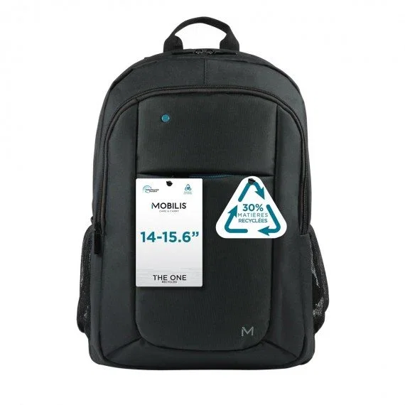 Mobilis 003064 Mochila Portátil Negro 39.6 cm (15.6") con Compartimento para Tablet, Bolsillo Lateral y Material Reciclado