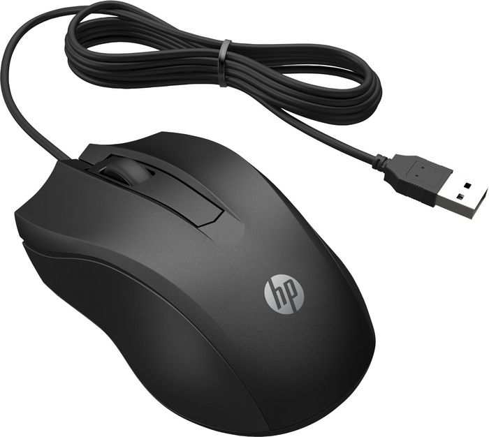 HP Ratón Con Cable 100, Ratón Ergonómico Ambidiestro para Uso Diario, Fácil Configuración, Movimientos Fluidos