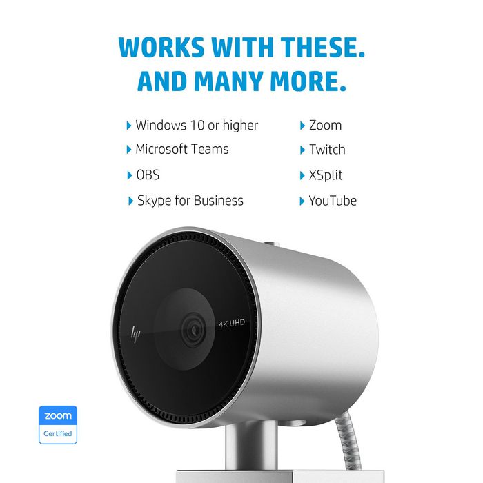 HP 950 Webcam Ultra HD 4K - Cámara Web Full HD para Streaming y Videollamadas